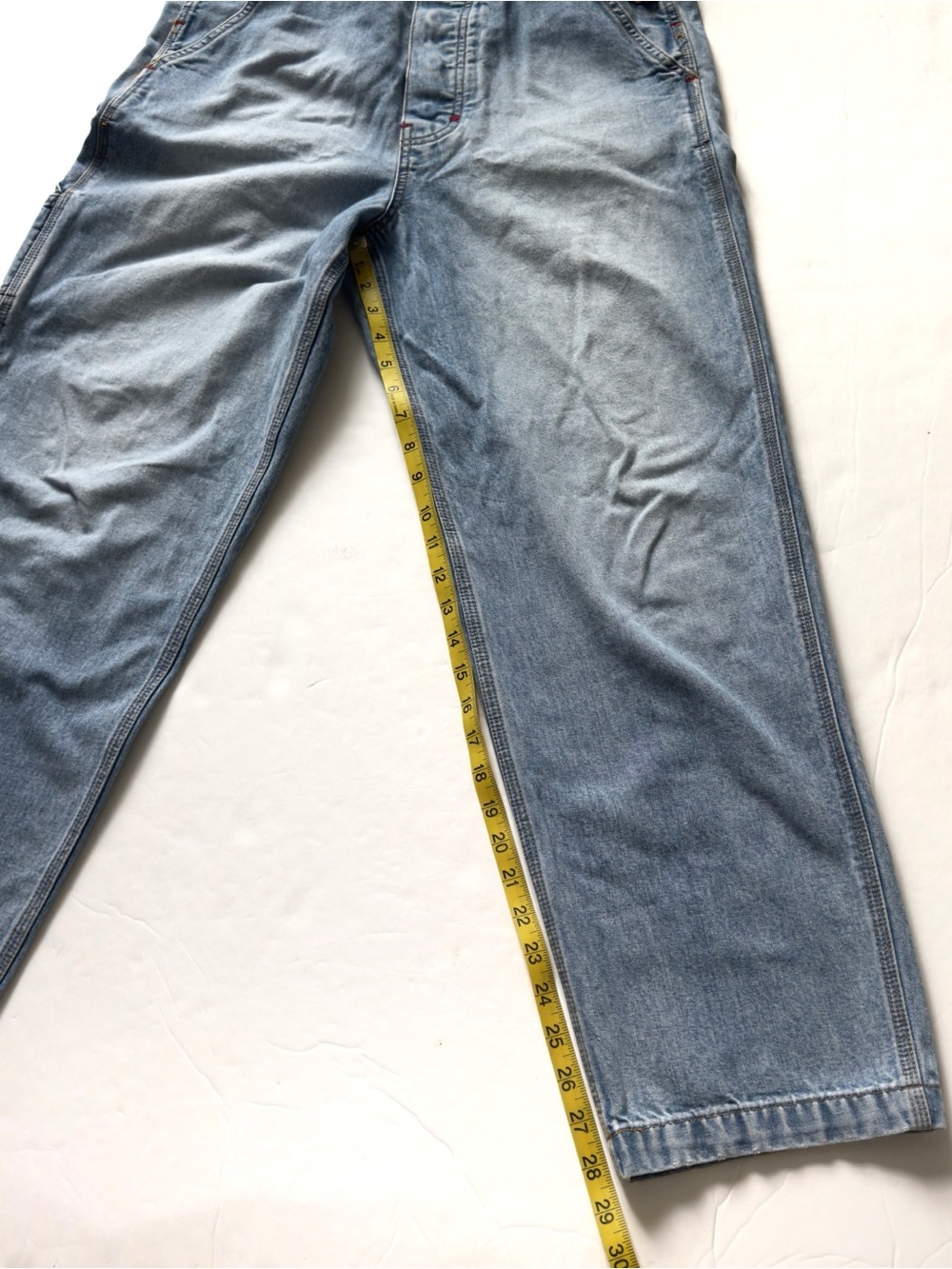 Vintage 90s Limited Denim Bib Overalls Medium Blue Slouchy Straight Leg Workwear - Picture 15 of 16